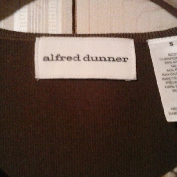 ALFRED DUNNER 2-N-1 PRINT BLOUSE BROWN SWEATER - Picture 3 of 6